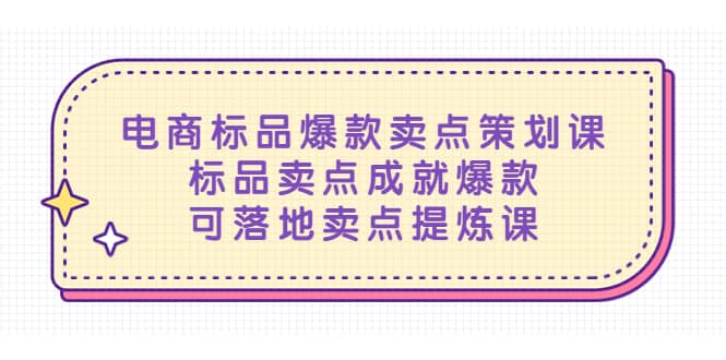 电商标品爆款卖点策划课，标品卖点成就爆款，可落地卖点提炼课-南风轻创