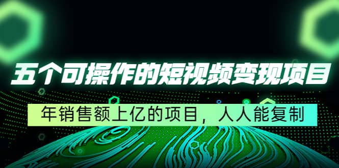 五个可操作的短视频变现项目：年销售额上亿的项目，人人能复制-南风轻创