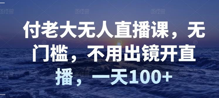付老大无人直播课，无门槛，不用出镜开直播，一天100+-南风轻创