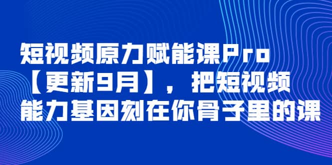 短视频原力赋能课Pro【更新9月】，把短视频能力基因刻在你骨子里的课-南风轻创