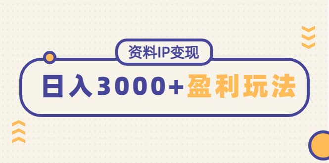 资料IP变现，持续性盈利玩法-南风轻创