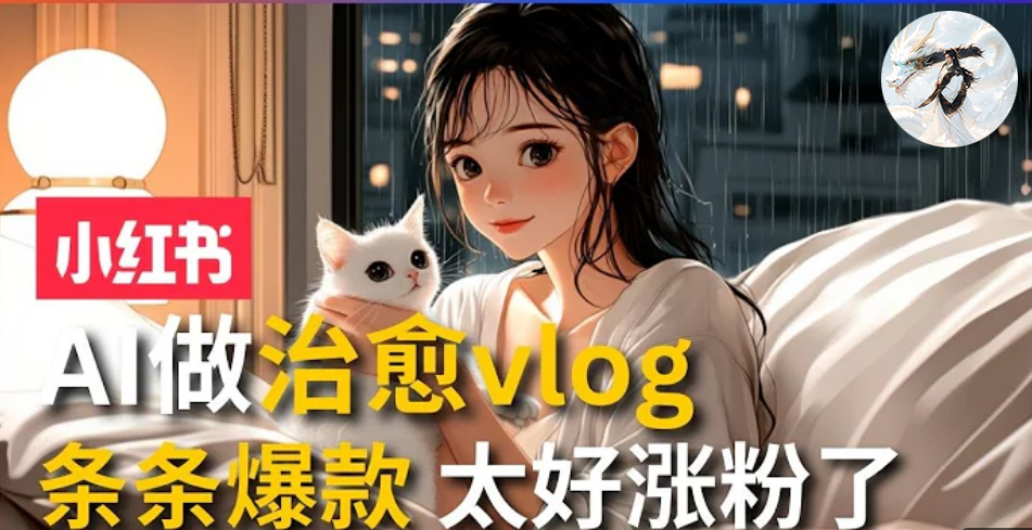 AI治愈系vlog动画视频，小红书7天 涨粉破千，商单报价1500+，0成本制作，日入2000+，有手就会 -南风轻创