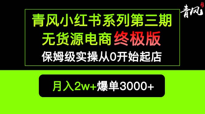 小红书无货源电商爆单终极版【视频教程+实战手册】保姆级实操从0起店爆单-南风轻创