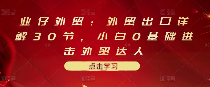 业仔外贸：外贸出口详解30节，小白0基础进击外贸达人 价值666元-南风轻创