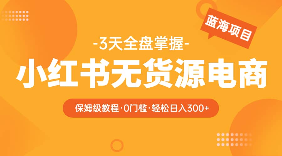 2023小红书无货源电商【保姆级教程从0到日入300】爆单3W-南风轻创