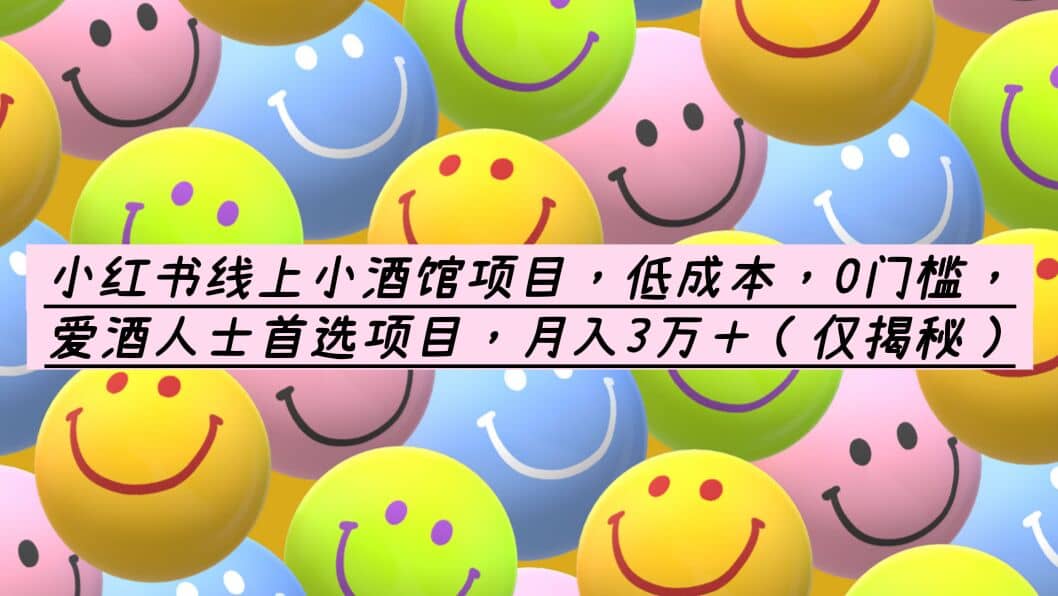 小红书线上小酒馆项目，低成本，0门槛，爱酒人士首选项目，月入3万＋-南风轻创