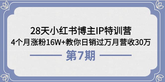 28天小红书博主IP特训营《第6+7期》4个月涨粉16W+教你日销过万月营收30万-南风轻创