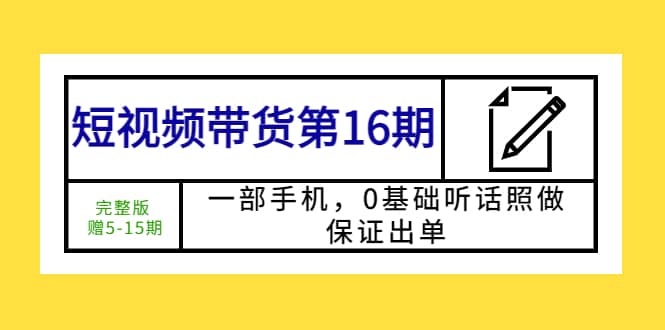 短视频带货第16期：一部手机，0基础听话照做，保证出单-南风轻创