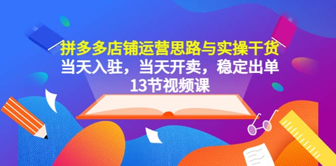拼多多店铺运营思路与实操干货，当天入驻，当天开卖，稳定出单（13节课）-南风轻创