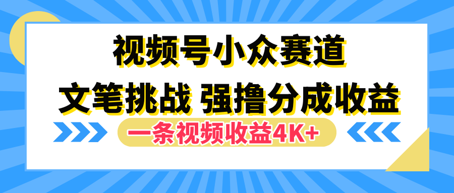 视频号小众赛道，文笔挑战，一条视频收益4K+-南风轻创