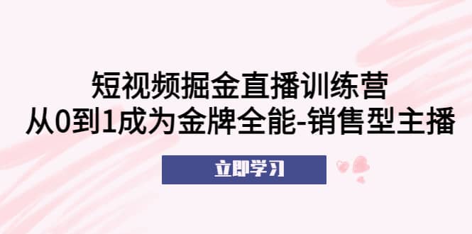短视频掘金直播训练营：从0到1成为金牌全能-销售型主播-南风轻创