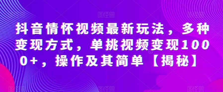 抖音情怀视频最新玩法，多种变现方式，单挑视频变现1000+，操作及其简单【揭秘】-南风轻创
