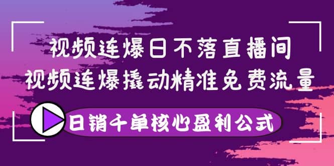 视频连爆日不落直播间，视频连爆撬动精准免费流量，日销千单核心盈利公式-南风轻创