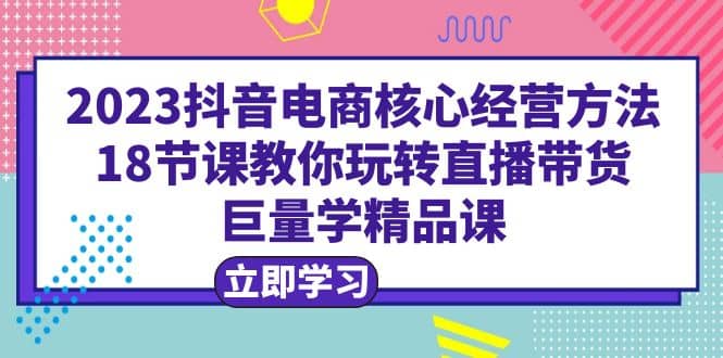 2023抖音电商核心经营方法：18节课教你玩转直播带货，巨量学精品课-南风轻创