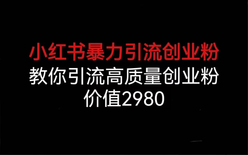 小红书暴力引流创业粉，教你引流高质量创业粉，价值2980-南风轻创