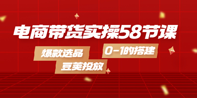 电商带货实操58节课，爆款选品，豆荚投放，0-1的搭建-南风轻创