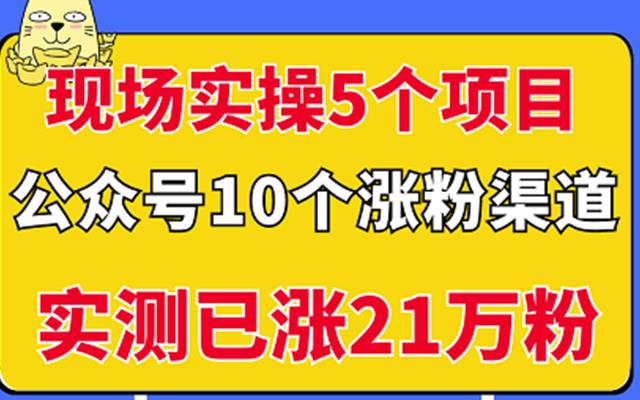 现场实操5个公众号项目，10个涨粉渠道，实测已涨21万粉！-南风轻创