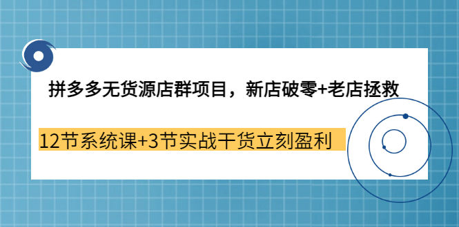 拼多多无货源店群项目，新店破零+老店拯救 12节系统课+3节实战干货立刻盈利-南风轻创