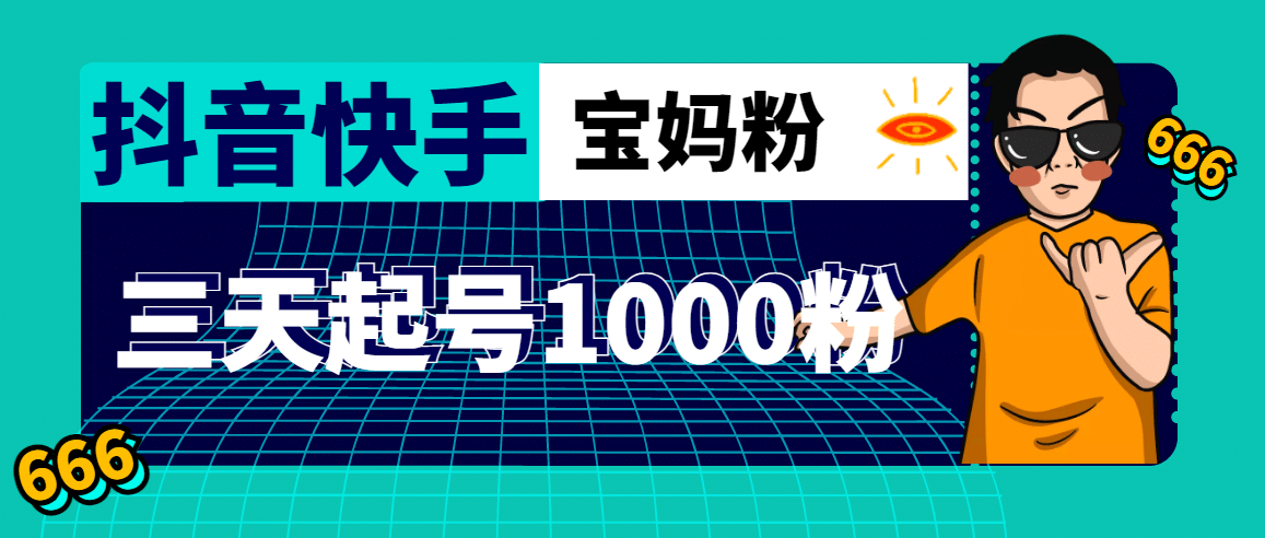 抖音快手三天起号涨粉1000宝妈粉丝的核心方法【详细玩法教程】-南风轻创