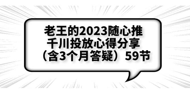 老王的2023随心推+千川投放心得分享（含3个月答疑）59节-南风轻创