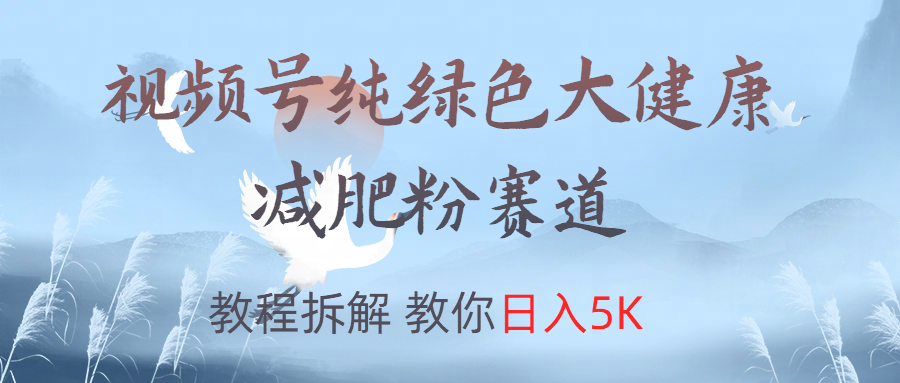 视频号纯绿色大健康粉赛道，教程拆解，教你日入5K-南风轻创
