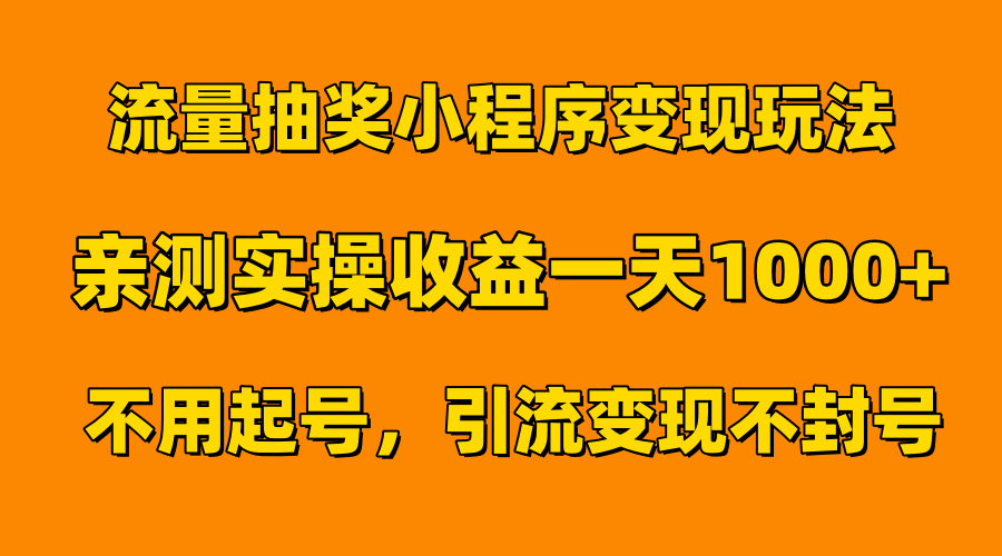 流量抽奖小程序变现玩法，亲测一天1000+不用起号当天见效-南风轻创