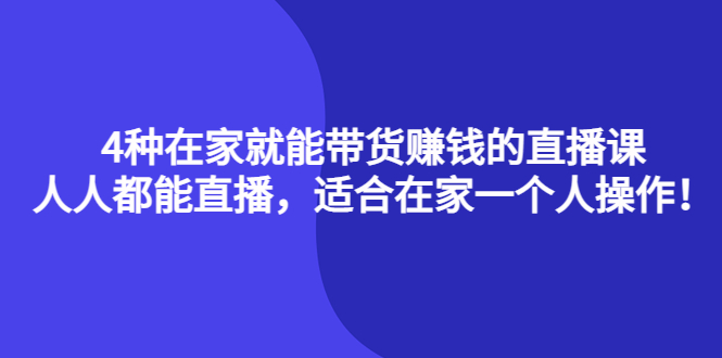 4种在家就能带货赚钱的直播课，人人都能直播，适合在家一个人操作！-南风轻创