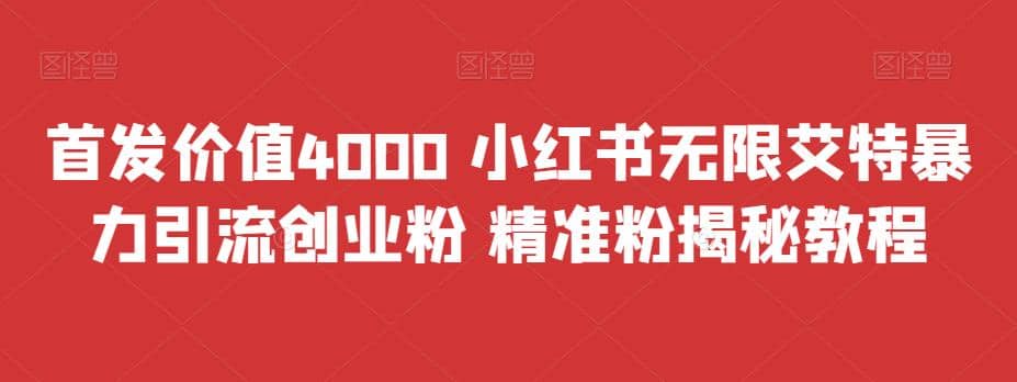 首发价值4000 小红书无限艾特暴力引流创业粉 精准粉揭秘教程-南风轻创