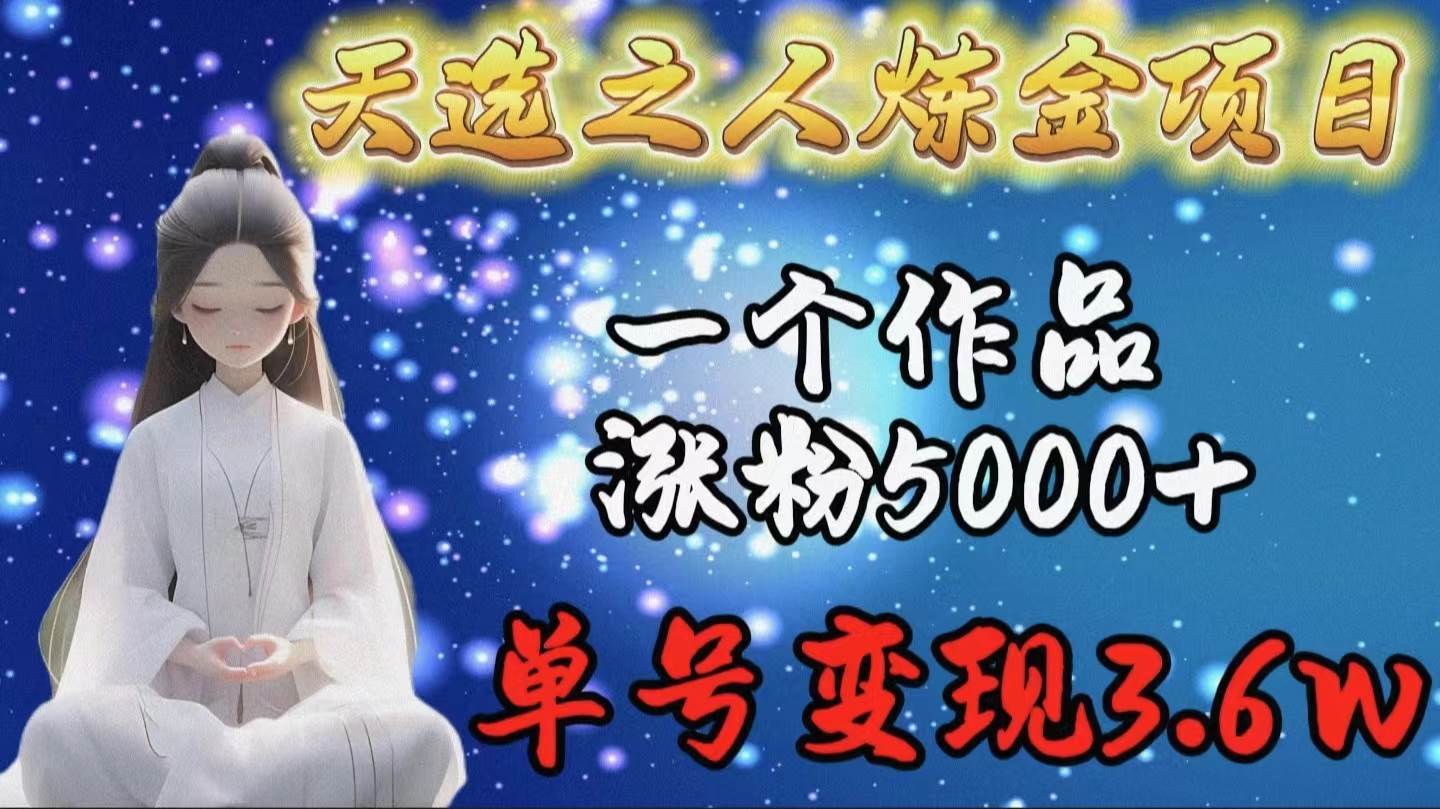 天选之人炼金项目，一个作品涨粉5000+，单号变现3.6w-南风轻创