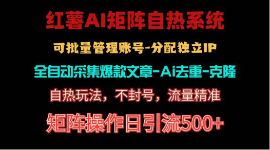 红薯矩阵自热系统，独家不死号引流玩法！矩阵操作日引流500+-南风轻创
