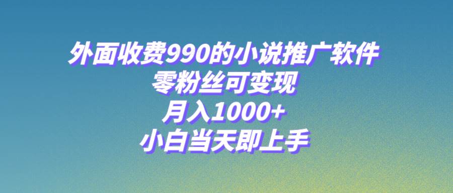 小说推广软件，零粉丝可变现，月入1000+，小白当天即上手【附189G素材】-南风轻创