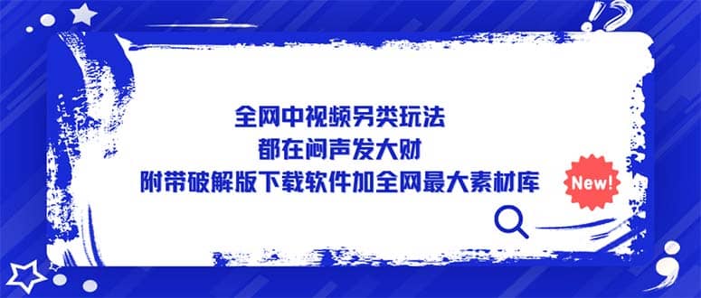 全网中视频另类玩法，都在闷声发大财，附带下载软件加全网最大素材库-南风轻创