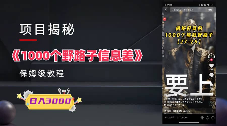 1000个野路子信息差保姆式教程-单日变现3000+的玩法解密-南风轻创