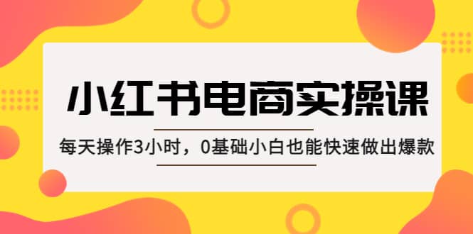小红书·电商实操课：每天操作3小时，0基础小白也能快速做出爆款-南风轻创