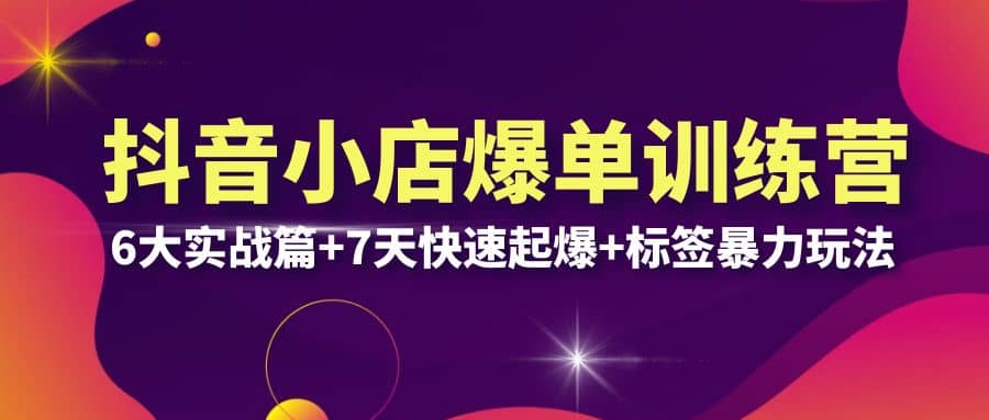抖音小店爆单训练营VIP线下课：6大实战篇+7天快速起爆+标签暴力玩法(32节)-南风轻创