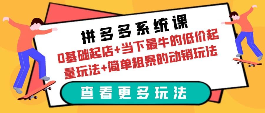 拼多多系统课：0基础起店+当下最牛的低价起量玩法+简单粗暴的动销玩法-南风轻创