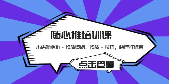 随心推培训课：小店随心推·投放逻辑，投放·技巧，快速打标签-南风轻创