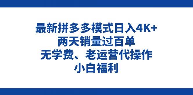 拼多多最新模式日入4K+两天销量过百单，无学费、老运营代操作、小白福利-南风轻创