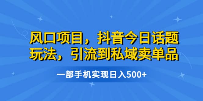 风口项目，抖音今日话题玩法，引流到私域卖单品，一部手机实现日入500+-南风轻创