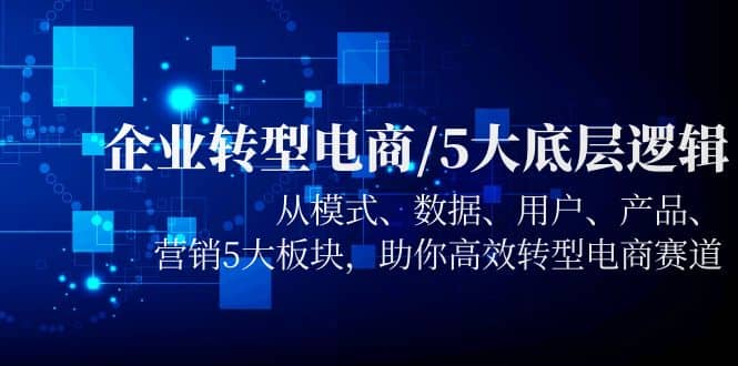 企业转型电商/5大底层逻辑，从模式 数据 用户 产品 营销5大板块，高效转型-南风轻创