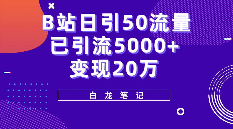 B站日引50+流量，实战已引流5000+变现20万，超级实操课程-南风轻创