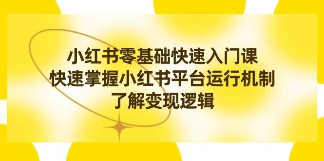 小红书0基础快速入门课，快速掌握小红书平台运行机制，了解变现逻辑-南风轻创