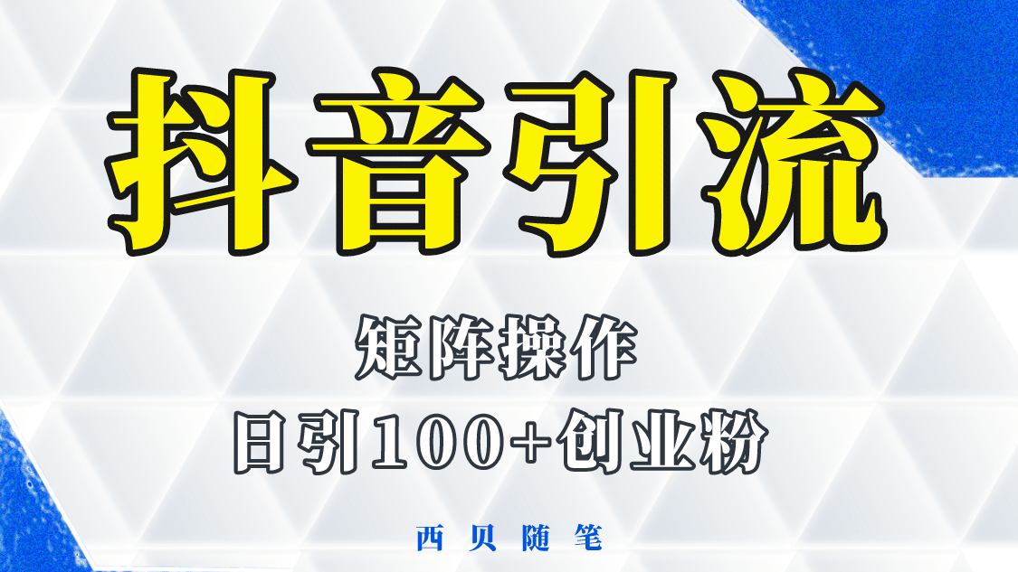 抖音引流术，矩阵操作，一天能引100多创业粉-南风轻创