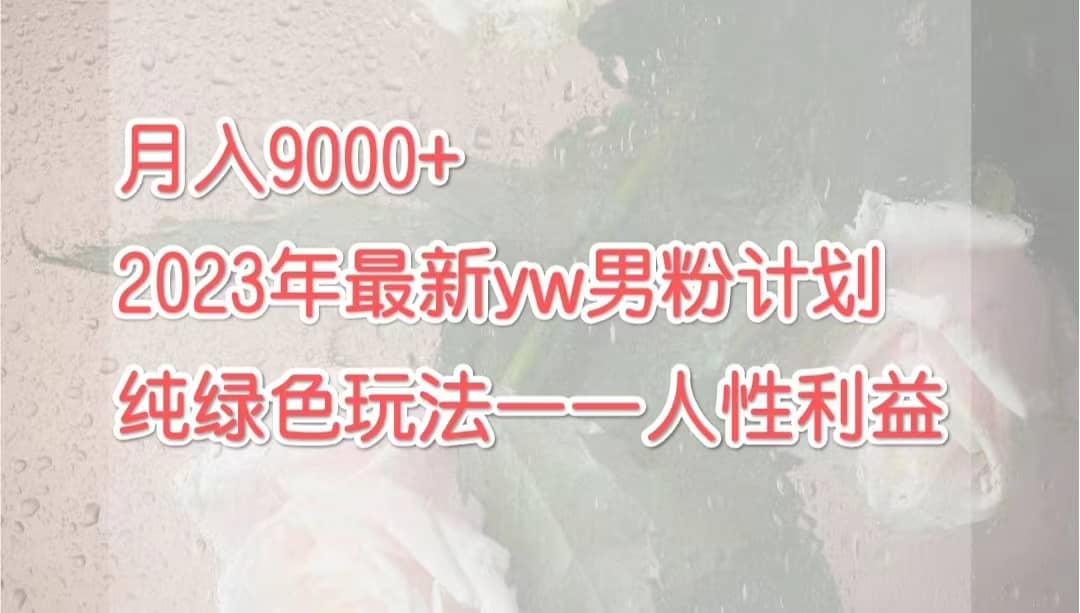 月入9000+2023年9月最新yw男粉计划绿色玩法——人性之利益-南风轻创
