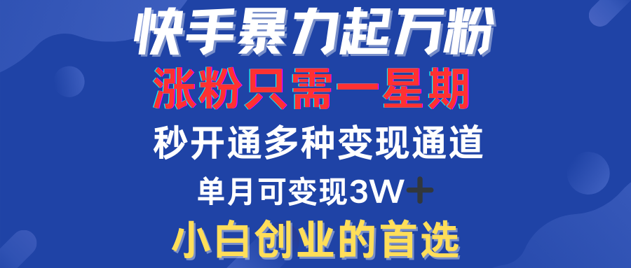 快手暴力起万粉，涨粉只需一星期！多种变现模式-南风轻创