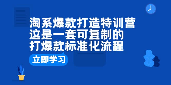 淘系爆款打造特训营：这是一套可复制的打爆款标准化流程-南风轻创