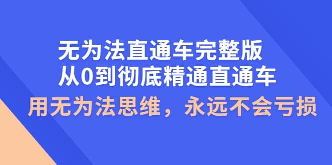 无为法直通车完整版：从0到彻底精通直通车，用无为法思维，永远不会亏损-南风轻创