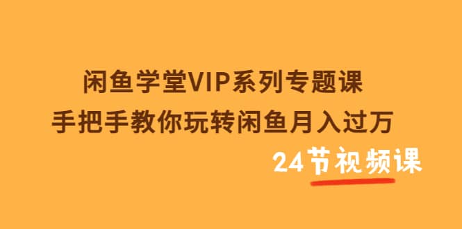 闲鱼学堂VIP系列专题课：手把手教你玩转闲鱼月入过万（共24节视频课）-南风轻创