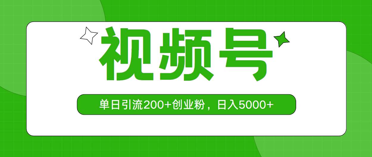 视频号，单日引流200+创业粉，日入5000+-南风轻创