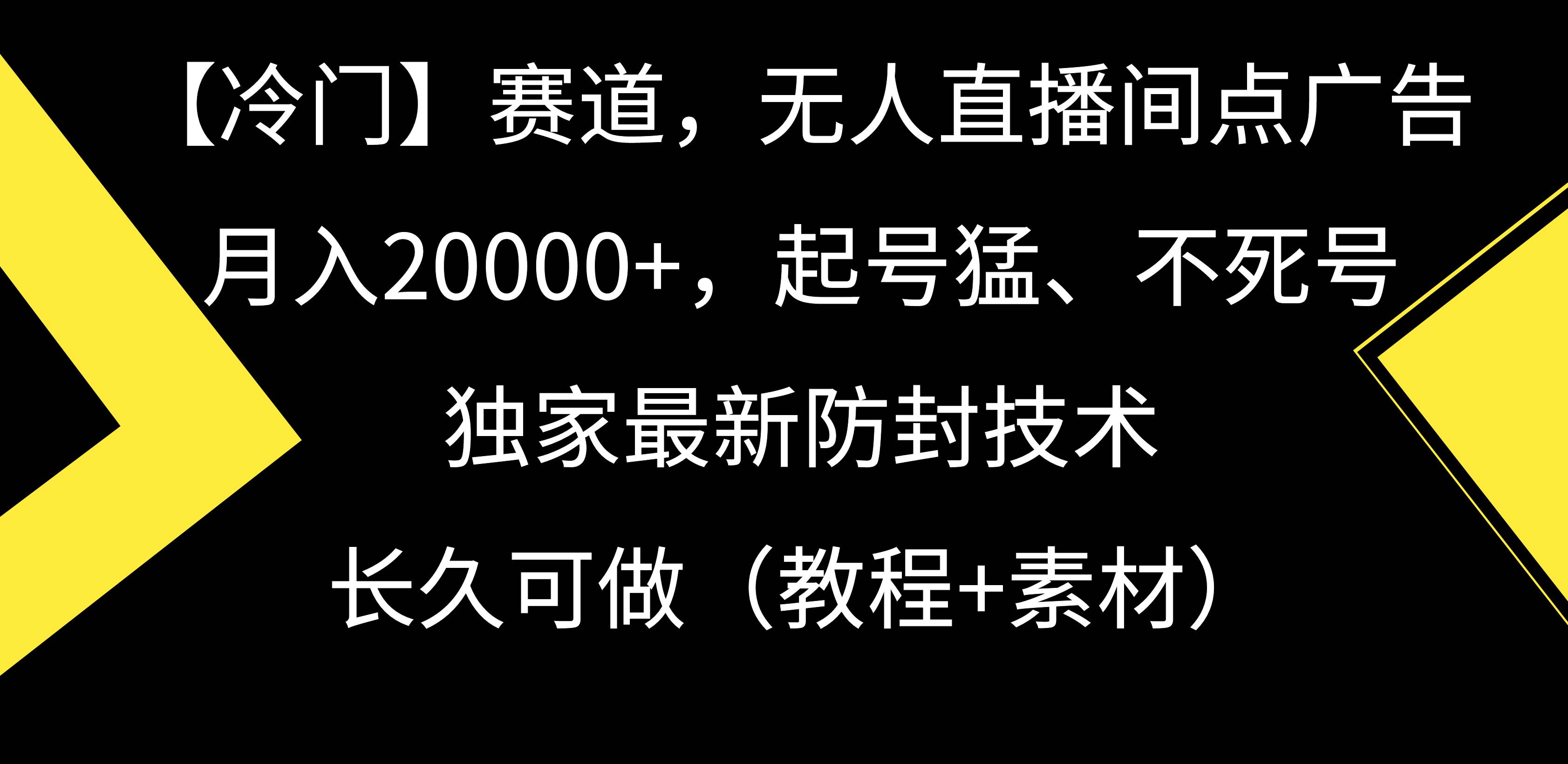 【冷门】赛道，无人直播间点广告，月入20000+，起号猛、不死号，独家最…-南风轻创